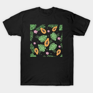 Various exotic fruit and leaves. T-Shirt